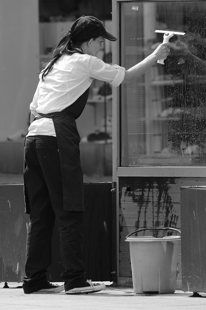 Fensterreinigung München Frau reinigt Fenster in München